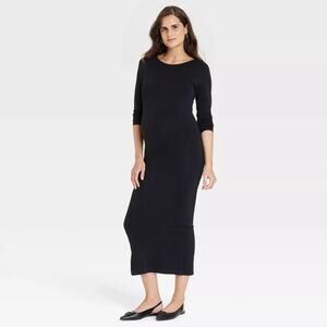 Isabel By Ingrid & Isabel Long Sleeve Seamless Jersey Midi Maternity Dress XS